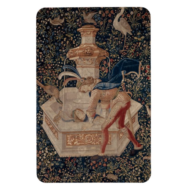 Narcissus at the Well, Medieval Tapestry Magnet (Vertical)