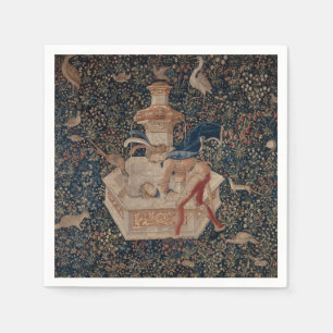 Narcissus at the Well, Medieval Tapestry Napkins
