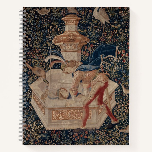 Narcissus at the Well, Medieval Tapestry Notebook (Front)