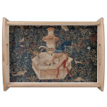 Narcissus at the Well, Medieval Tapestry Serving Tray