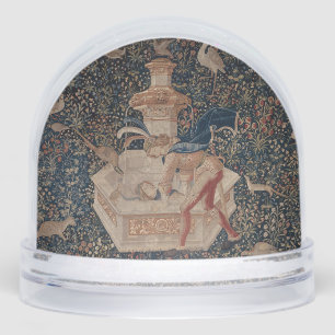 Narcissus at the Well, Medieval Tapestry Snow Globe