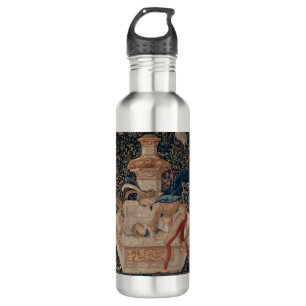Narcissus at the Well, Medieval Tapestry Stainless Steel Water Bottle