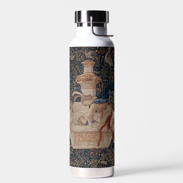 Narcissus at the Well, Medieval Tapestry Water Bottle (Left)