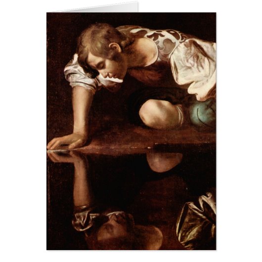 Narcissus by Caravaggio Cards (Front)