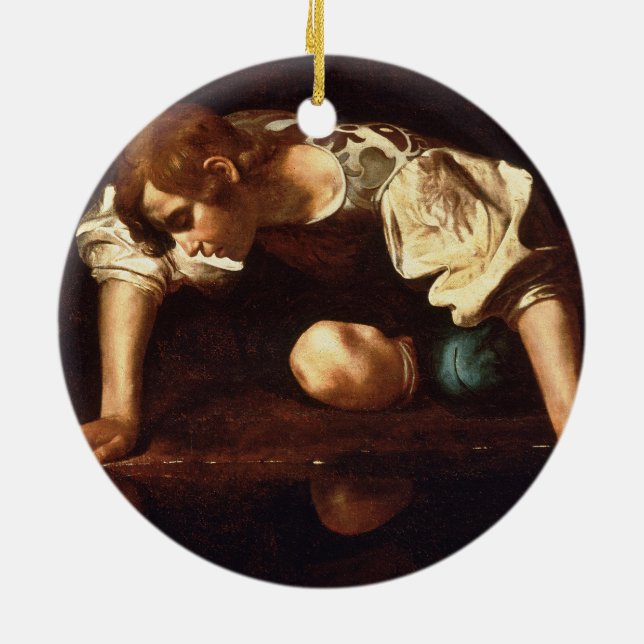 Narcissus by Michelangelo Merisi da Caravaggio Ceramic Ornament (Back)