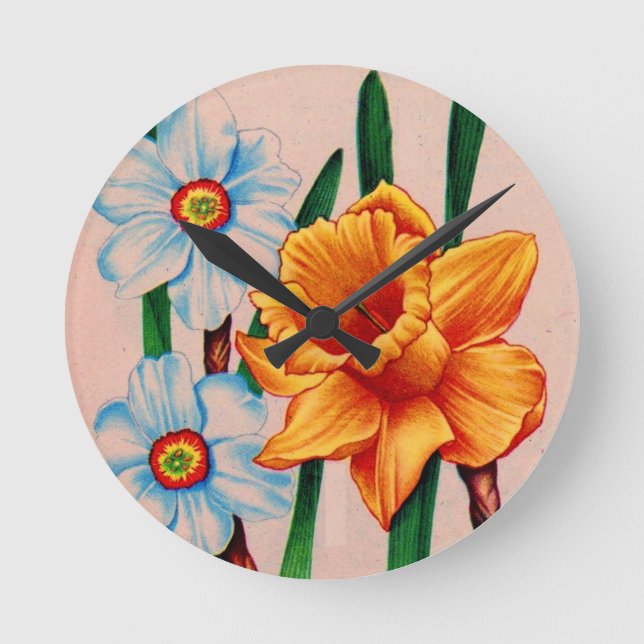 narcissus flowers round clock (Front)
