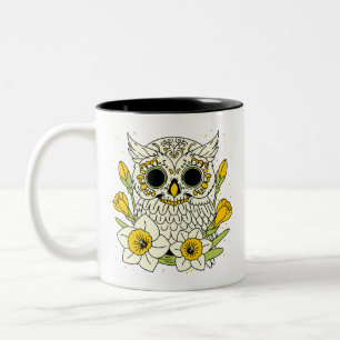 Narcissus & Owl Skull Two-Tone Coffee Mug