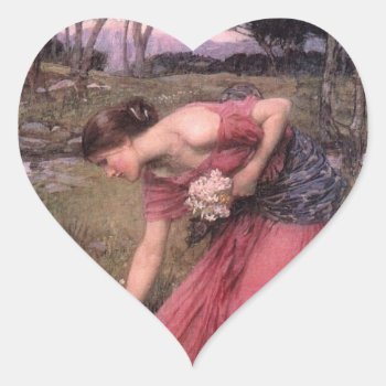 Narcissus Picking Flowers Heart Sticker by dmorganajonz at Zazzle