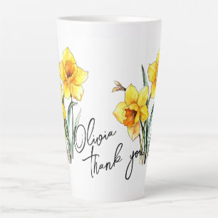 Narcissus "Thank you!" Editable Slogan & Name Latte Mug
