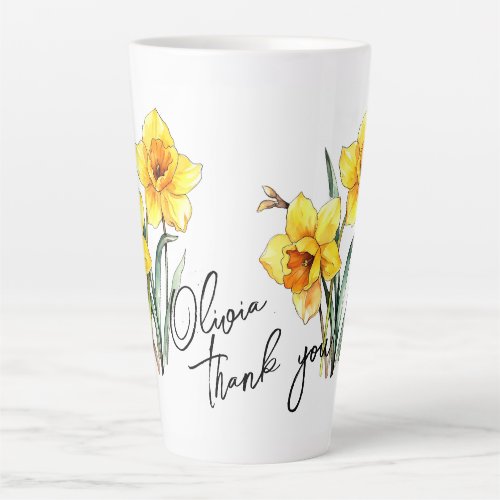 Narcissus Thank you Editable Slogan  Name Latte Mug