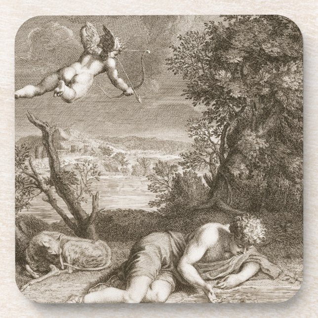 Narcissus Transformed into a Flower, 1730 (engravi Drink Coaster (Front)
