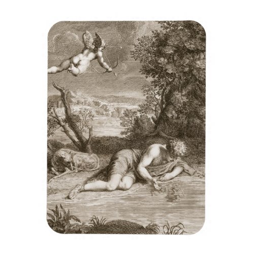 Narcissus Transformed into a Flower 1730 engravi Magnet