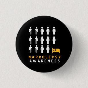 Narcolepsy Awareness Black Yellow Pin Badge Button