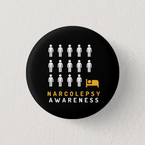 Narcolepsy Awareness Black Yellow Pin Badge Button