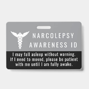 Narcolepsy Awareness ID patience pvc badge