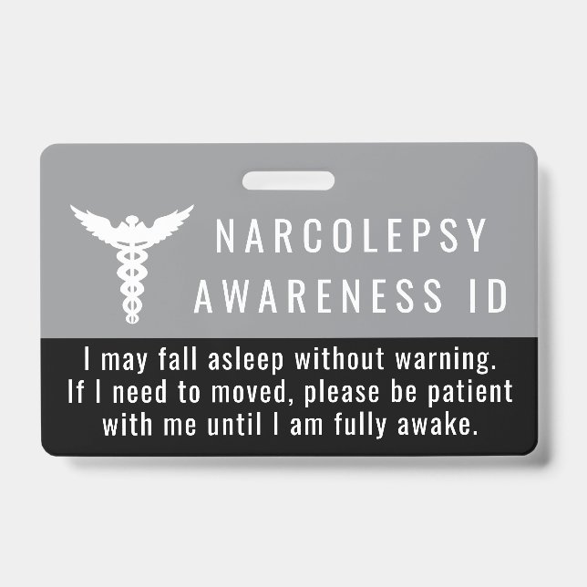 Narcolepsy Awareness ID patience pvc badge (Front)