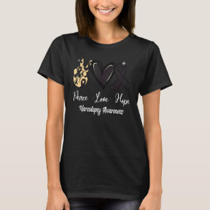 Narcolepsy Awareness Peace Love Hope Black Ribbon T-Shirt