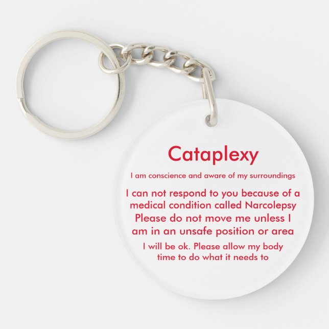 Narcolepsy & Cataplexy Medical Alert Keychain (Front)