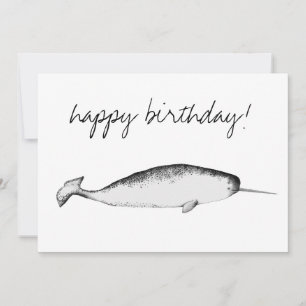 Narhwal Unicorn Illustration Whale Lover Birthday Invitation