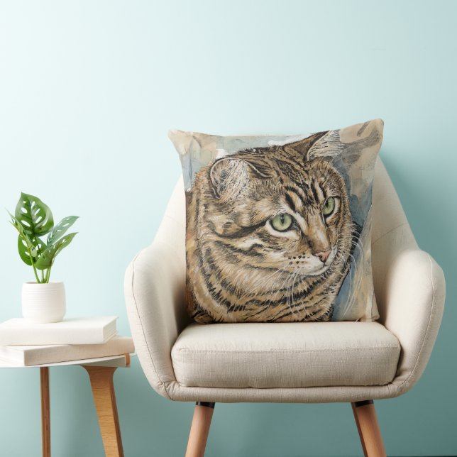 Nari- A study of my cat Throw Pillow (Chair)