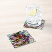 Nari and the Flowers Square Paper Coaster