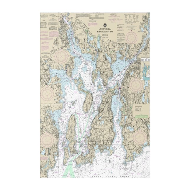 Narragansett Bay Nautical Chart 13221 Acrylic Print (Front)