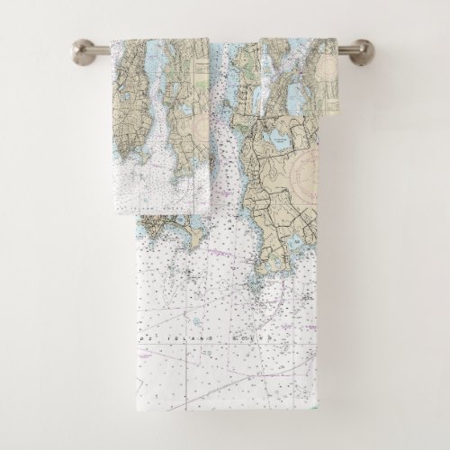 Narragansett Bay Nautical Chart 13221 Bath Towel Set
