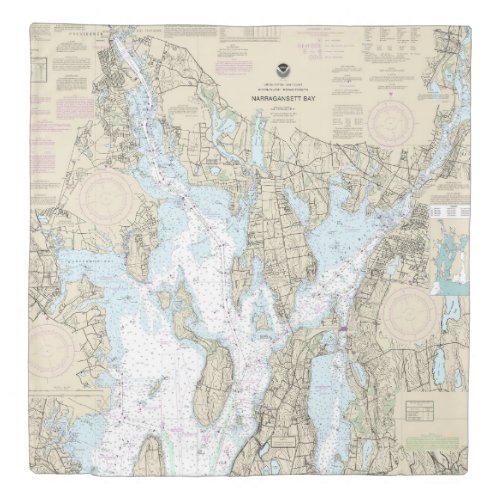 Narragansett Bay Nautical Chart 13221 Duvet Cover