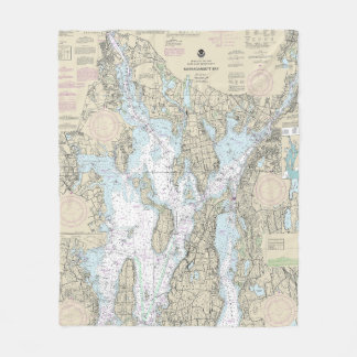 Narragansett Bay Nautical Chart 13221 Fleece Blanket