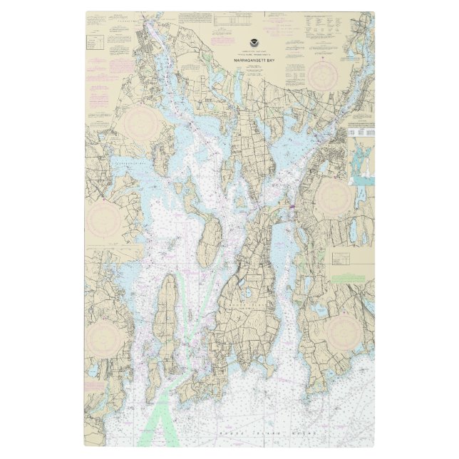 Narragansett Bay Nautical Chart 13221 Metal Print (Front)