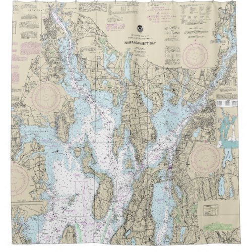 Narragansett Bay Nautical Chart 13221 Shower Curtain