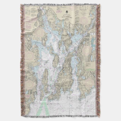 Narragansett Bay Nautical Chart 13221 Throw Blanket