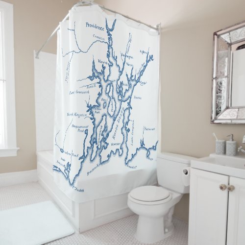 Narragansett Bay Rhode Island Map Shower Curtain
