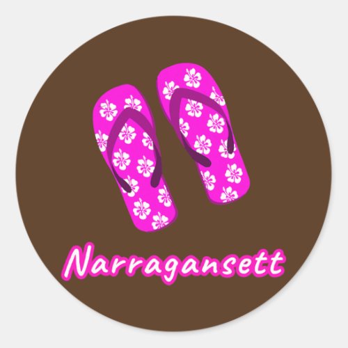 Narragansett Beach Hawaiian Pink Flower Flip Classic Round Sticker