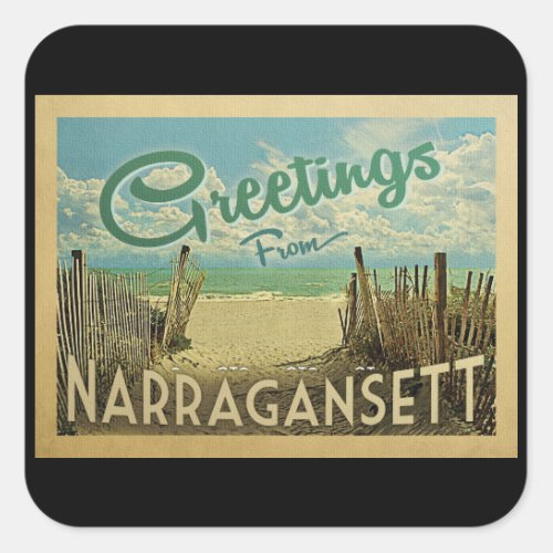 Narragansett Beach Vintage Travel Square Sticker