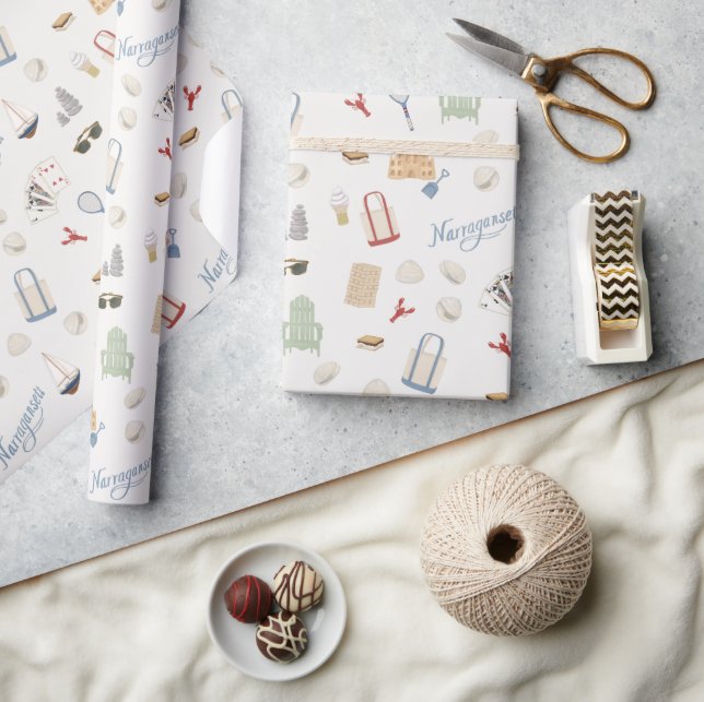 Narragansett Full House Beach Family Vacation Wrapping Paper (Crafts)
