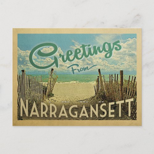 Narragansett Postcard Beach Vintage Travel
