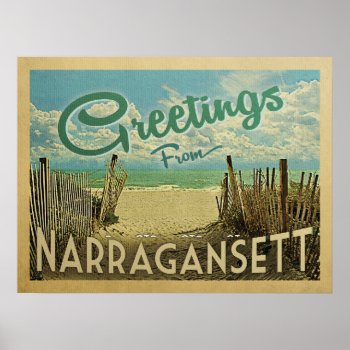Narragansett Poster Beach Vintage Travel by Flospaperie at Zazzle