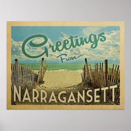 Narragansett Poster Beach Vintage Travel