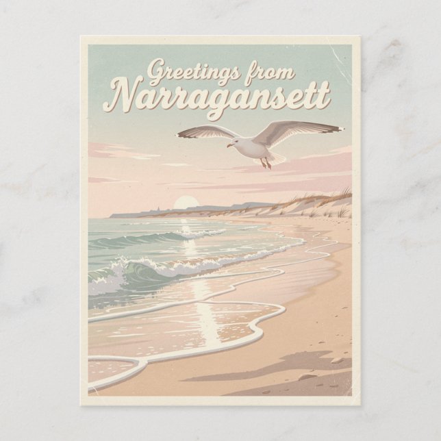 Narragansett, Rhode Island – Coastal Waves Postcard (Front)