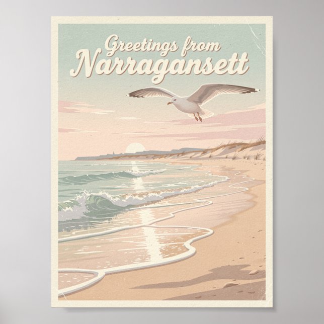 Narragansett, Rhode Island – Coastal Waves Poster (Front)