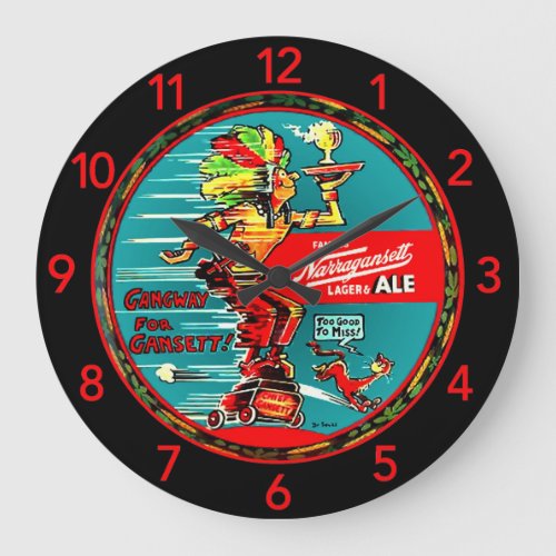 NARRAGANSETT VINTAGE "BEER TRAY" STONE COASTER LARGE CLOCK