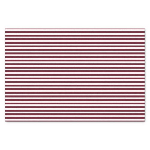 Narrow Autumn Burgundy and White Striped Pattern Tissue Paper