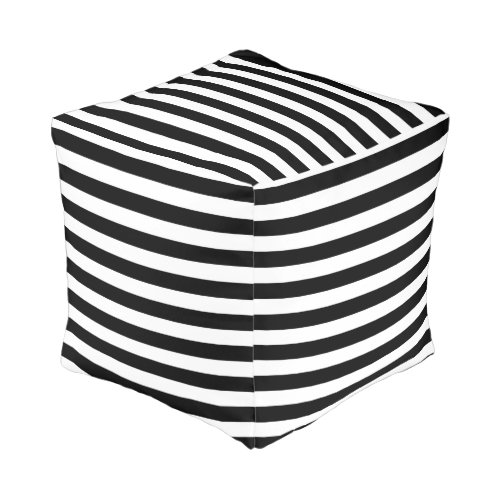 Narrow Black and White Stripes Pattern Pouf