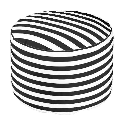 Narrow Black and White Stripes Pattern Pouf