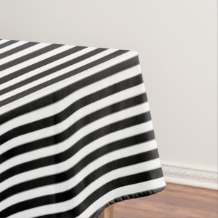 Narrow Black and White Stripes Pattern Tablecloth