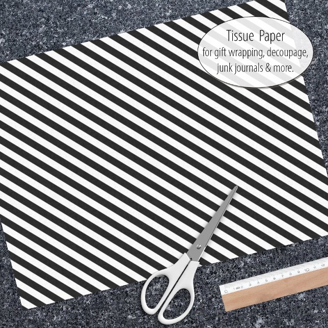 Narrow Black and White Stripes Pattern Tissue Paper (Tissue paper for gift wrap and decoupage)