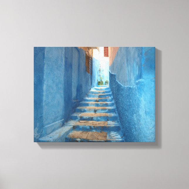 Narrow Blue Stairway in Morocco Canvas Print (Front)
