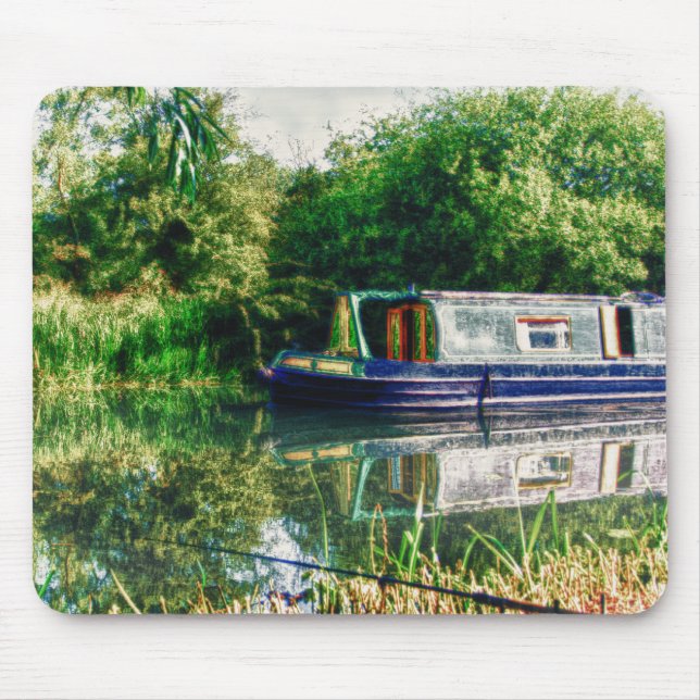 Narrow boat on the River Nene mousemat Mouse Pad (Front)