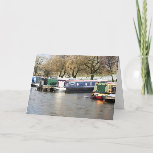 Narrow Boats Frozen Canal Thank You Card (Front)